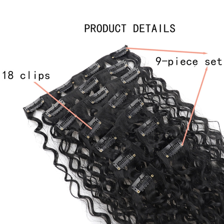 9pcs / Set Ladies Long Curly Hair Extension Pieces Natural Fluffy Invisible Wig - Natural Black