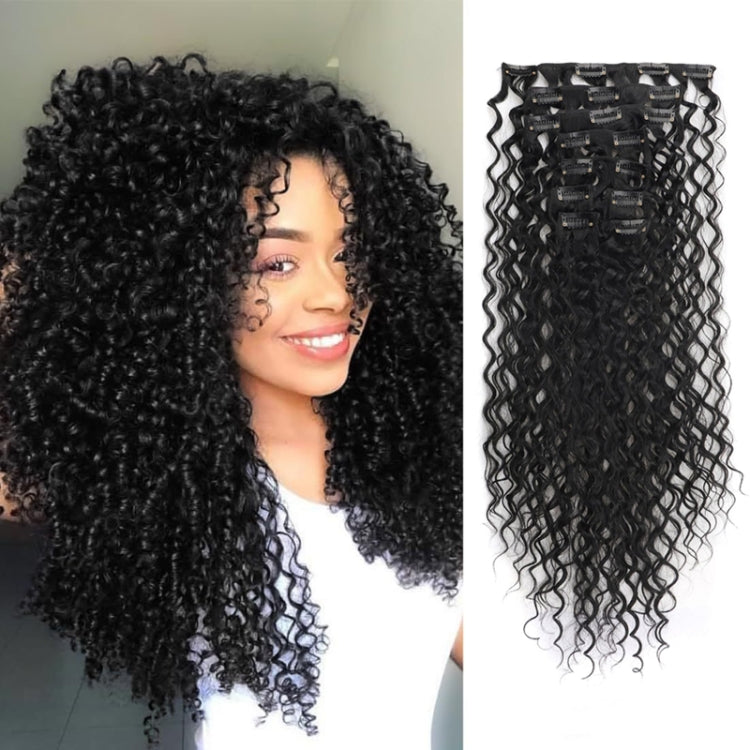 9pcs / Set Ladies Long Curly Hair Extension Pieces Natural Fluffy Invisible Wig - Natural Black