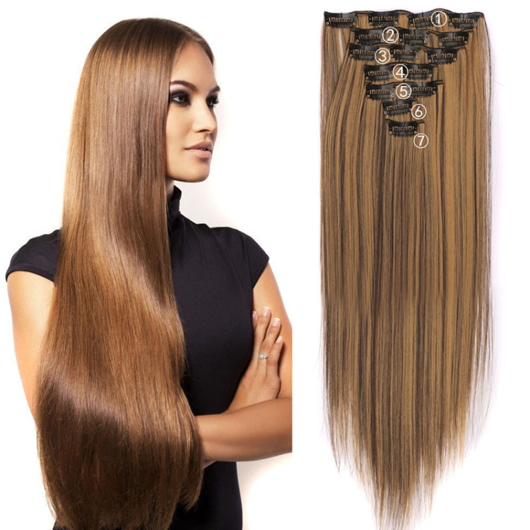 7pcs / Set Clips Long Straight Hair Extension Pieces 16 Clips Chemical Fiber Wigs, Model: 4H27#