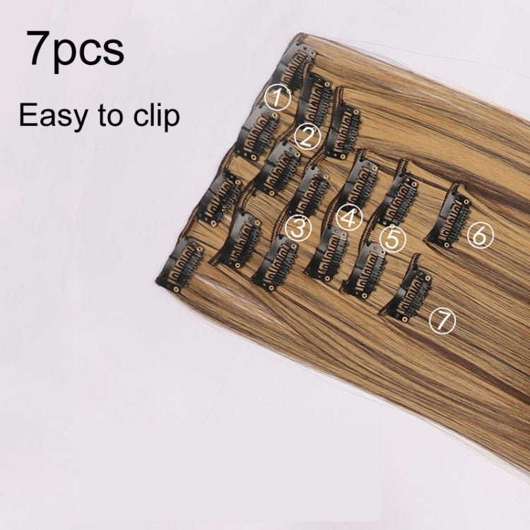 7pcs / Set Clips Long Straight Hair Extension Pieces 16 Clips Chemical Fiber Wigs, Model: 4M30#