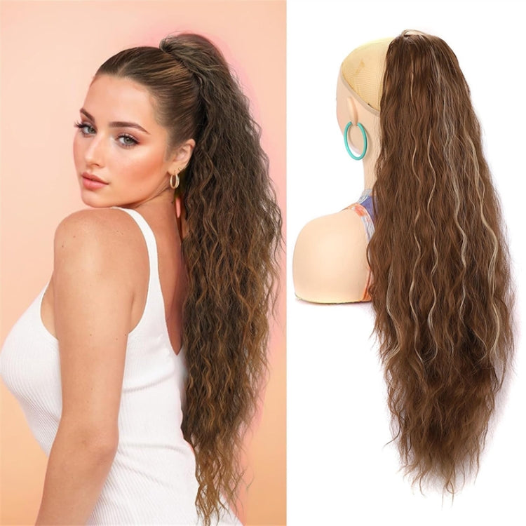 Ladies Extended Woolly Curly Rope Pulling Mesh Ponytail Wig, Color: 8M10#