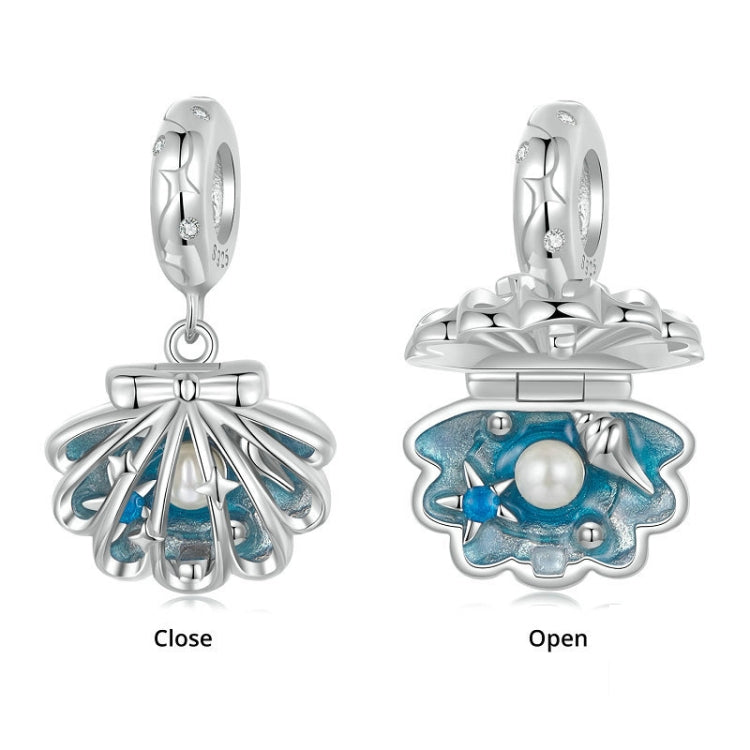 S925 Sterling Silver Openable and Closable Hollow Three-dimensional Scallop Bead Pendant - SCC2884
