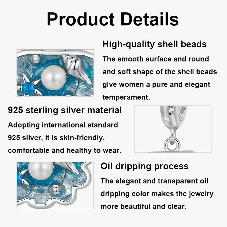 S925 Sterling Silver Openable and Closable Hollow Three-dimensional Scallop Bead Pendant - SCC2884