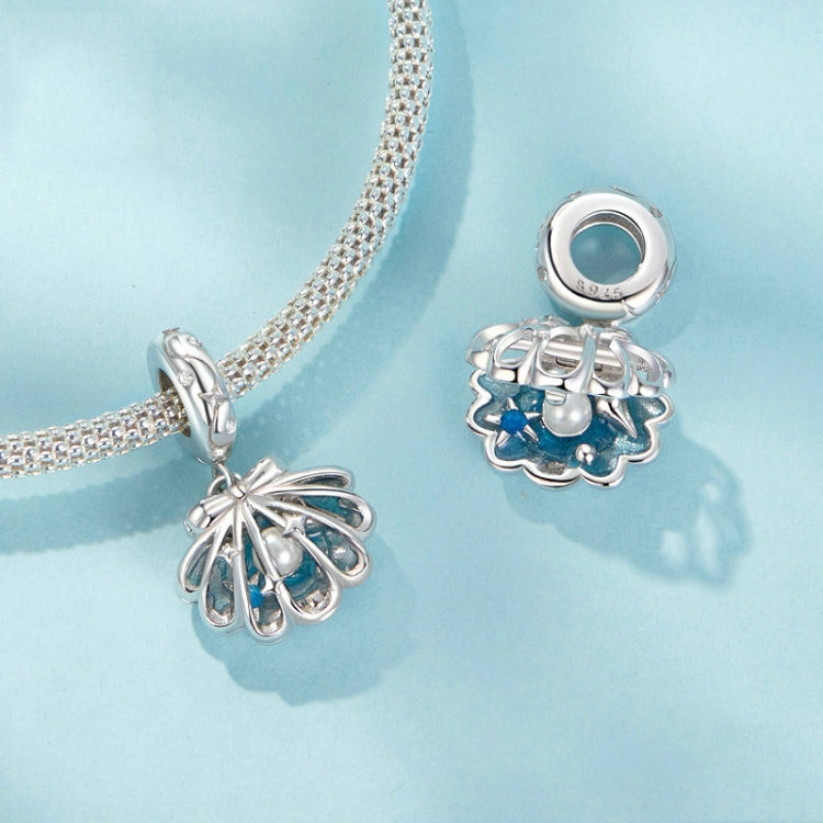 S925 Sterling Silver Openable and Closable Hollow Three-dimensional Scallop Bead Pendant - SCC2884