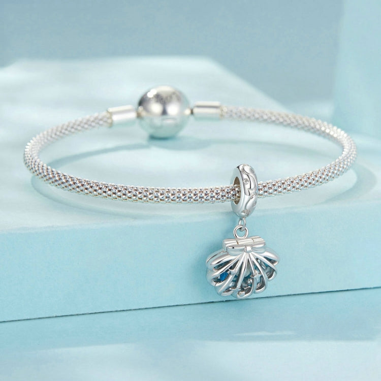 S925 Sterling Silver Openable and Closable Hollow Three-dimensional Scallop Bead Pendant - SCC2884