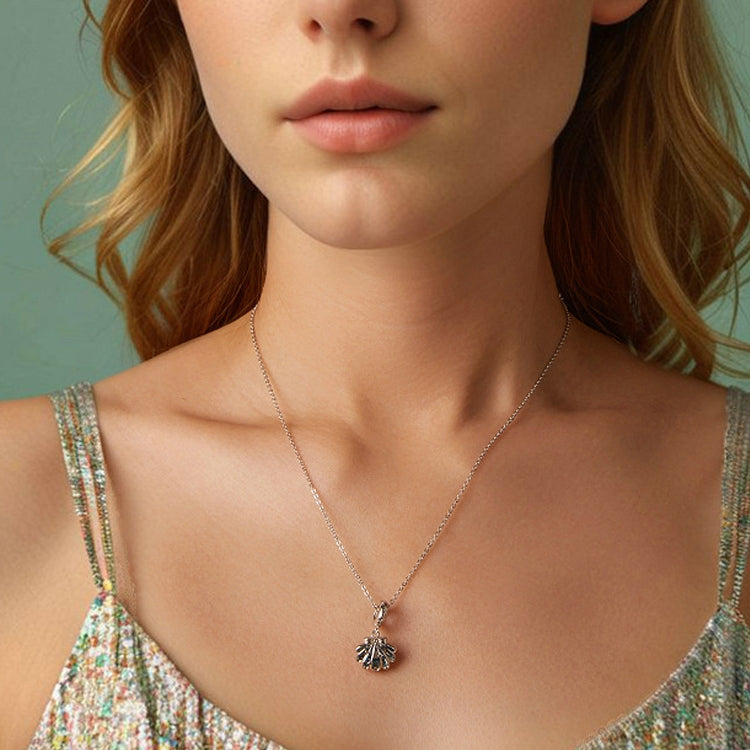 S925 Sterling Silver Openable and Closable Hollow Three-dimensional Scallop Bead Pendant - SCC2884