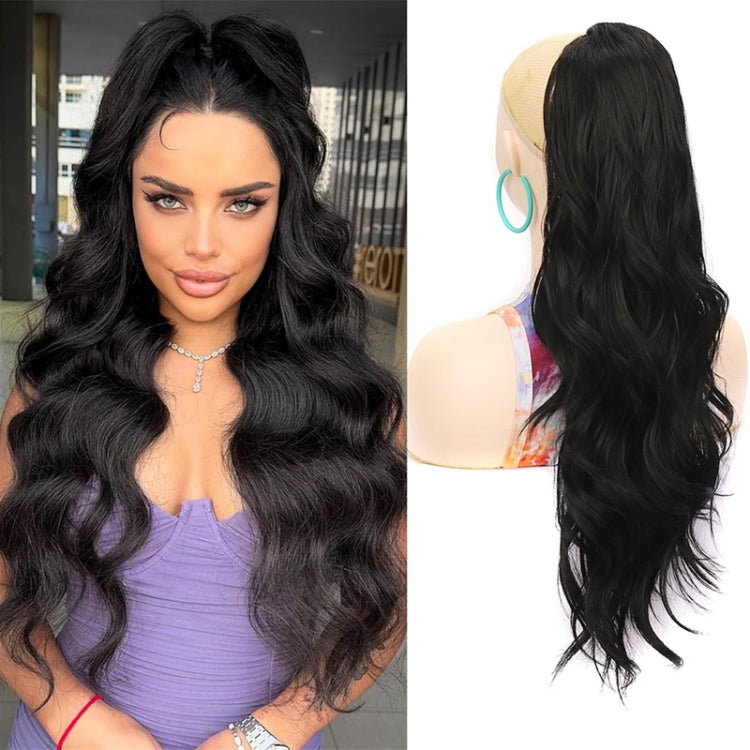 Mesh Drawstring Long Wavy Curly Ladies Ponytail Wig, Color: 4#