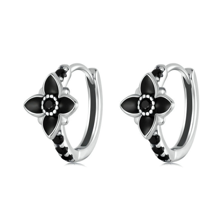 S925 Sterling Silver Oxidized Retro Elegant Flower Earrings - SCE1801