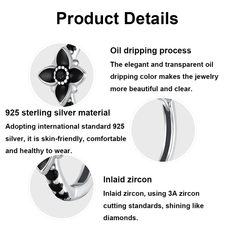 S925 Sterling Silver Oxidized Retro Elegant Flower Earrings - SCE1801