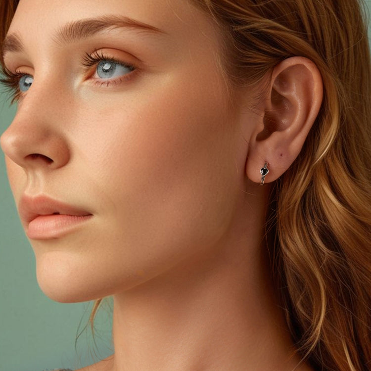 S925 Sterling Silver Oxidized Retro Elegant Heart-shaped Pattern Earrings - SCE1800
