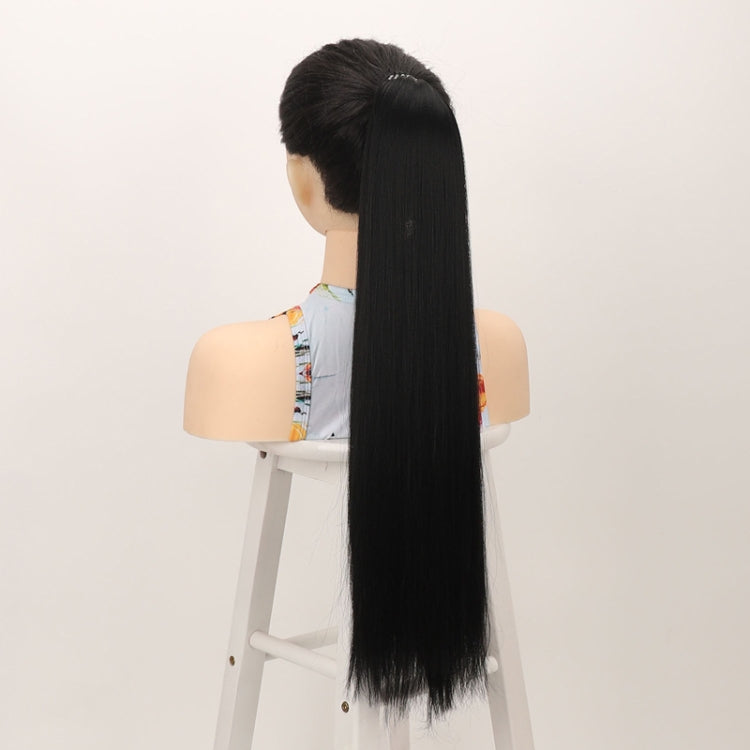 Ladies 24inch Fluffy Long Straight Hair Ponytail Wig, Color: 1B#