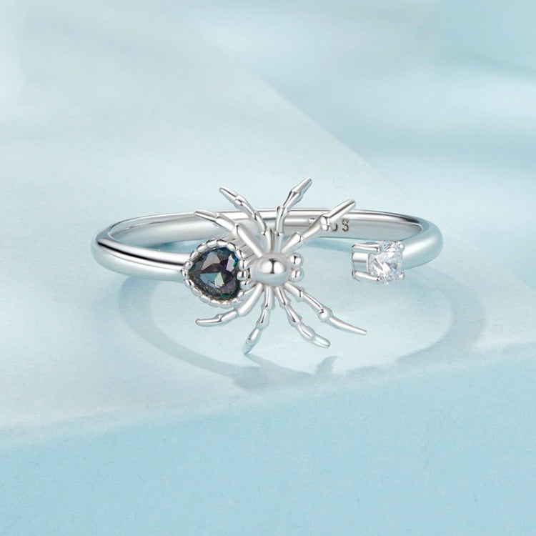 S925 Sterling Silver Platinum-plated Spider Adjustable Open Ring - SCR1071-E