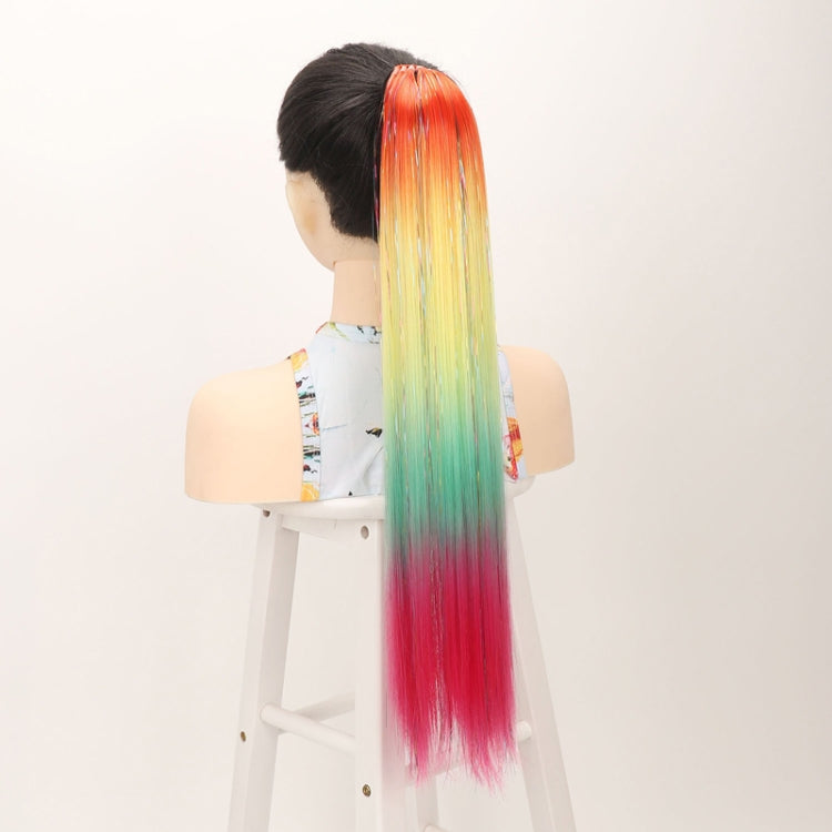 24 inch 9 Strands Chemical Fiber Colorful Hair Ring Dirty Braid Long Ponytail Wig, Color: D3#
