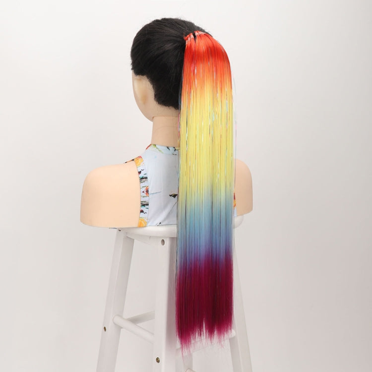 24 inch 9 Strands Chemical Fiber Colorful Hair Ring Dirty Braid Long Ponytail Wig, Color: D4#