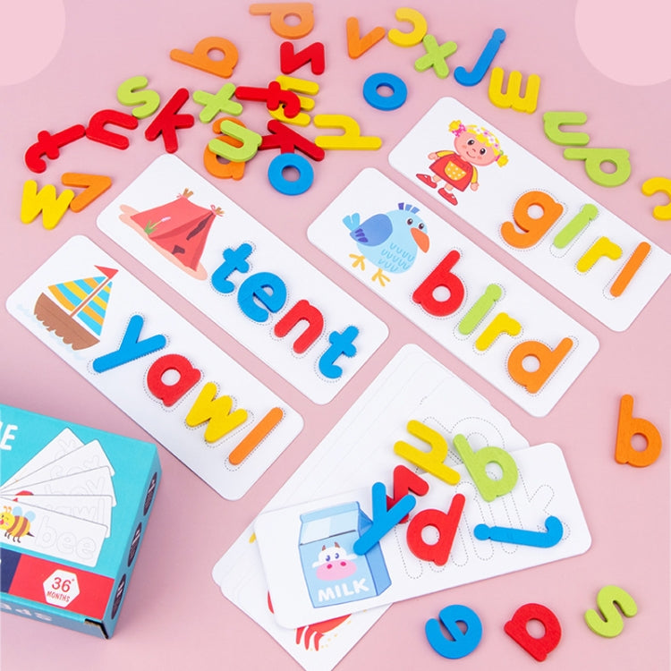Children Wooden Matching Letter Game 26 Alphabet Spelling Practice Early Learning Cognitive Puzzle Toys - Colorful