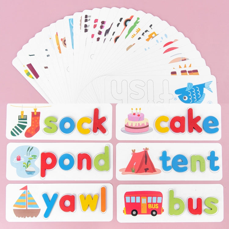 Children Wooden Matching Letter Game 26 Alphabet Spelling Practice Early Learning Cognitive Puzzle Toys - Colorful