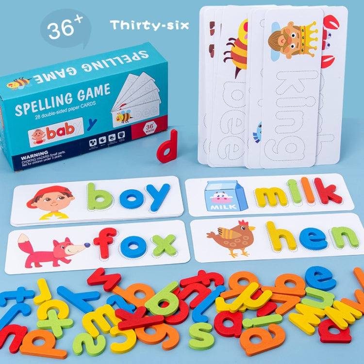 Children Wooden Matching Letter Game 26 Alphabet Spelling Practice Early Learning Cognitive Puzzle Toys - Colorful