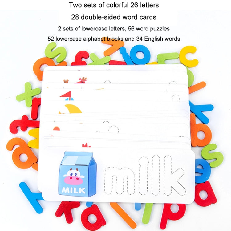 Children Wooden Matching Letter Game 26 Alphabet Spelling Practice Early Learning Cognitive Puzzle Toys - Colorful