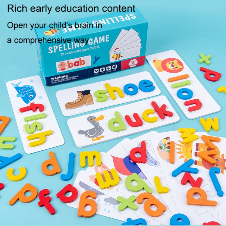 Children Wooden Matching Letter Game 26 Alphabet Spelling Practice Early Learning Cognitive Puzzle Toys - Colorful