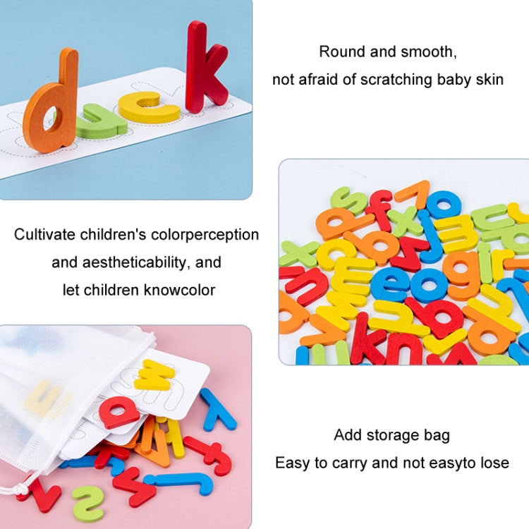 Children Wooden Matching Letter Game 26 Alphabet Spelling Practice Early Learning Cognitive Puzzle Toys - Colorful