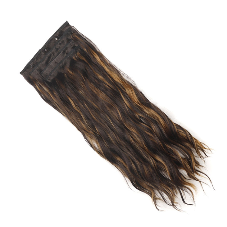 4pcs / Set Ladies Clip Hairstyle Water Wave Long Curly Hair Extensions Wig Pieces, Color: 2H27B#