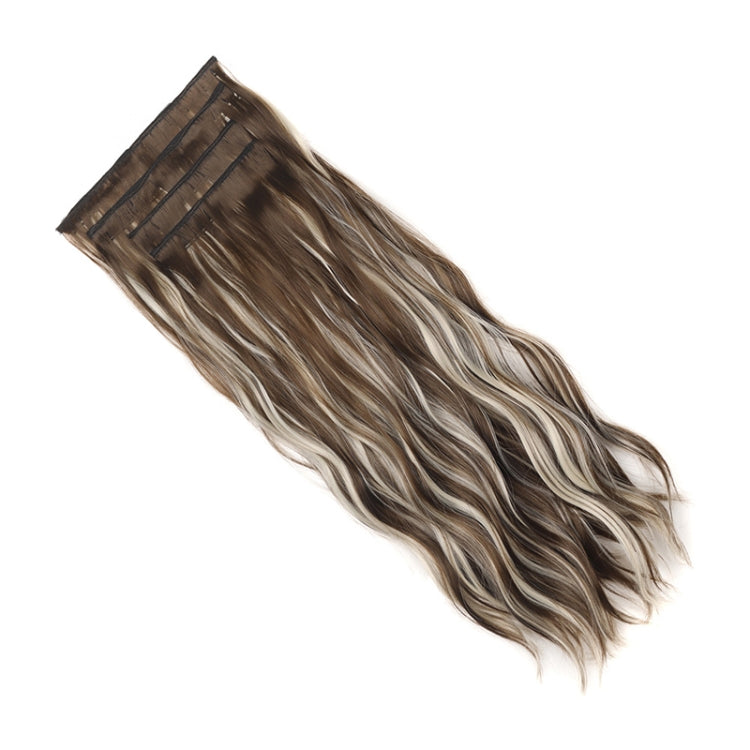 4pcs / Set Ladies Clip Hairstyle Water Wave Long Curly Hair Extensions Wig Pieces, Color: 8BH60#