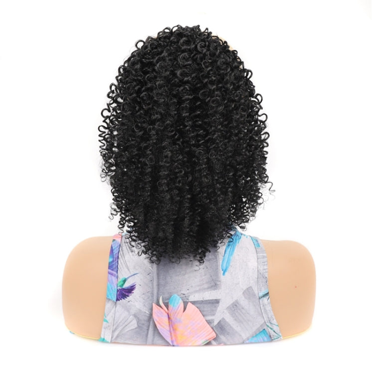 Ladies Fluffy Short Small Curly Ponytail Wig, Color: 1B#