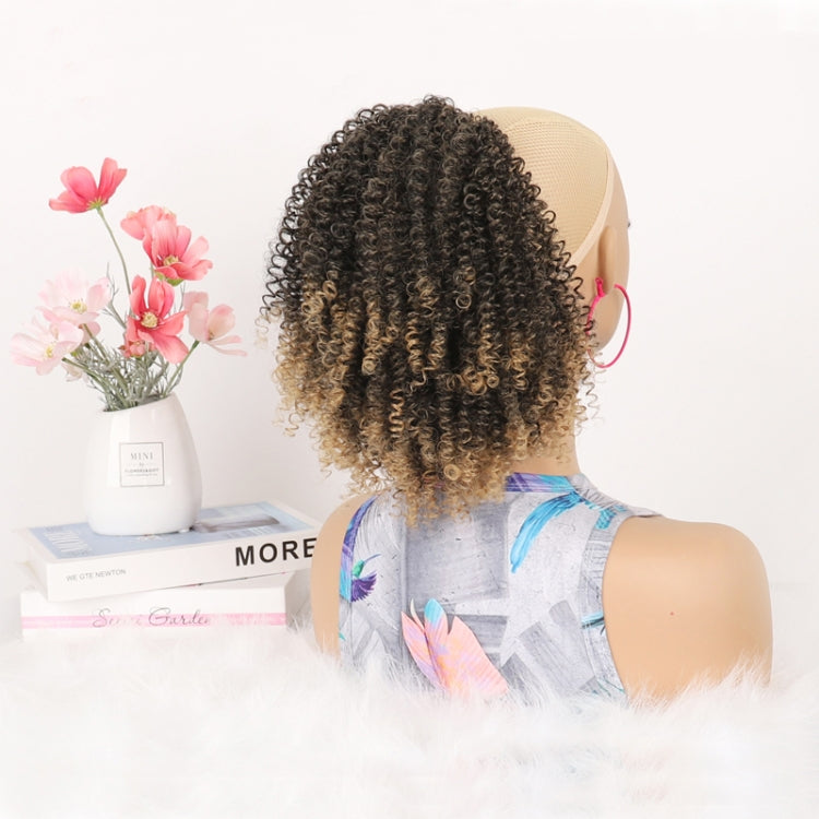 Ladies Fluffy Short Small Curly Ponytail Wig, Color: 1B#