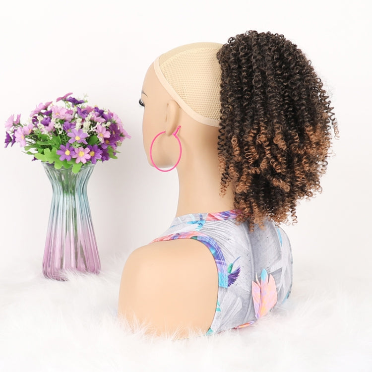 Ladies Fluffy Short Small Curly Ponytail Wig, Color: 1B#