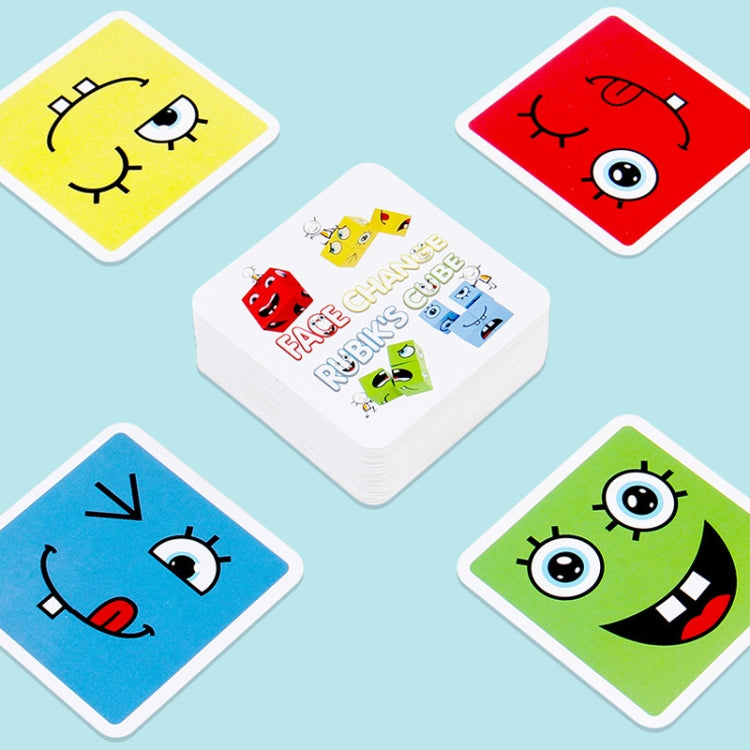 Kids Face Changing Building Blocks Puzzle Toy Montessori Wooden Smiley Face Pattern Cube Blocks Game - Iron Box
