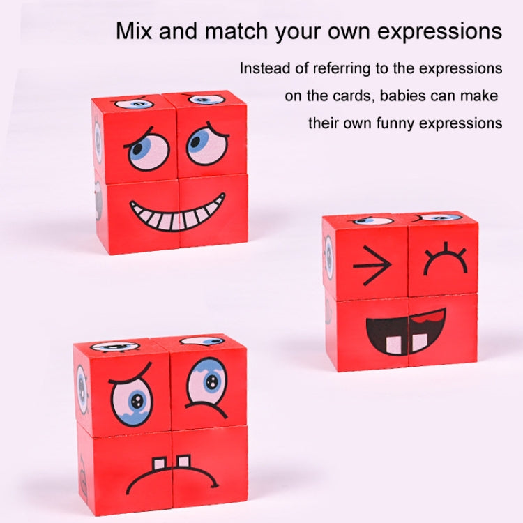 Kids Face Changing Building Blocks Puzzle Toy Montessori Wooden Smiley Face Pattern Cube Blocks Game - Iron Box