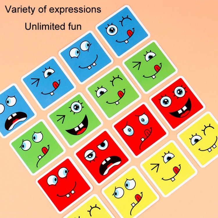 Kids Face Changing Building Blocks Puzzle Toy Montessori Wooden Smiley Face Pattern Cube Blocks Game - Iron Box