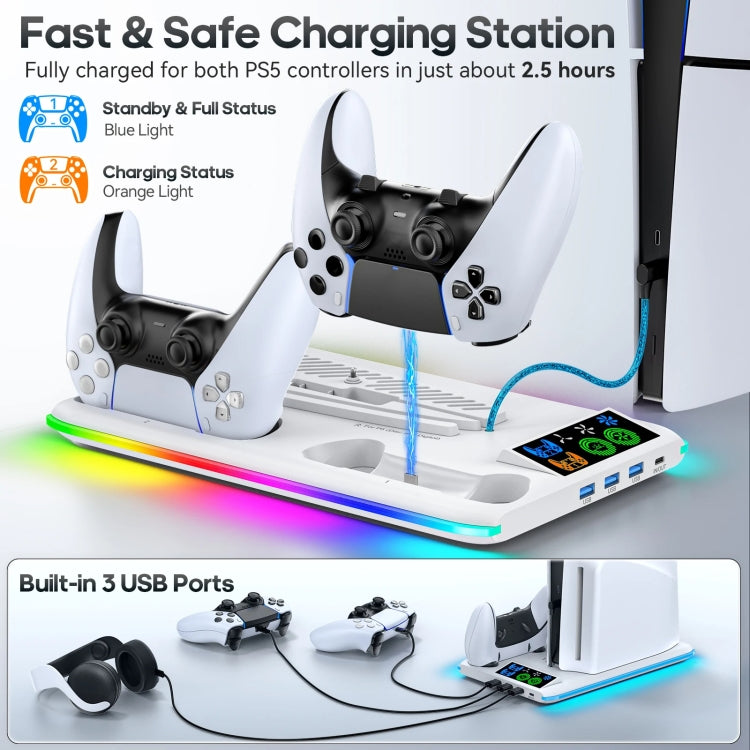 For PS5 Slim / PS5 iplay HA-8008 Cooling Bracket Headphone Organiser Grip Holder Charger