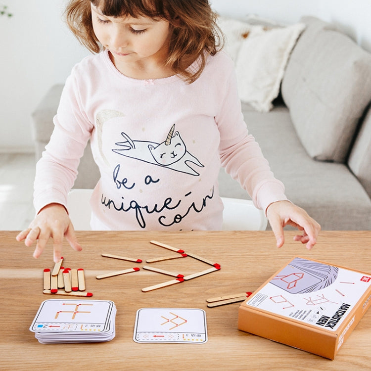 Children Wooden Match Game Stick Math Logic Thinking Teaching Aids Early Learning Puzzle Toy - 20 Matches+30 Cards