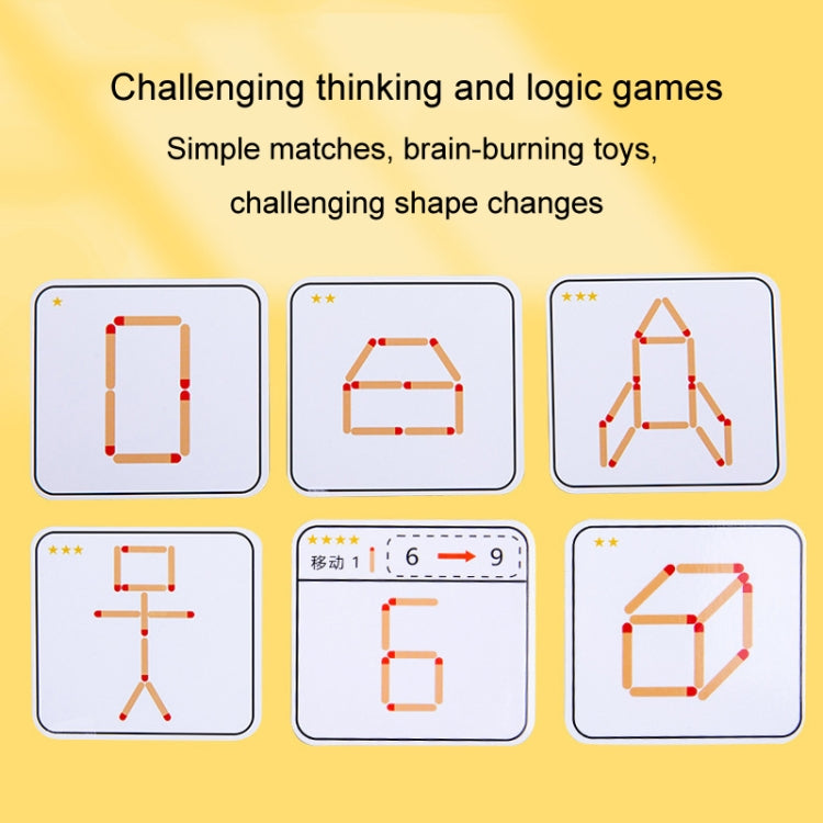 Children Wooden Match Game Stick Math Logic Thinking Teaching Aids Early Learning Puzzle Toy - 20 Matches+30 Cards