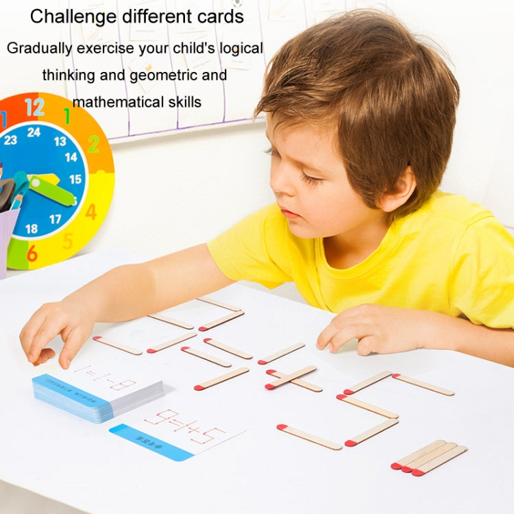 Children Wooden Match Game Stick Math Logic Thinking Teaching Aids Early Learning Puzzle Toy - 20 Matches+30 Cards