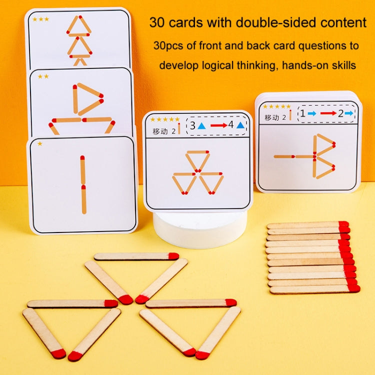 Children Wooden Match Game Stick Math Logic Thinking Teaching Aids Early Learning Puzzle Toy - 20 Matches+30 Cards