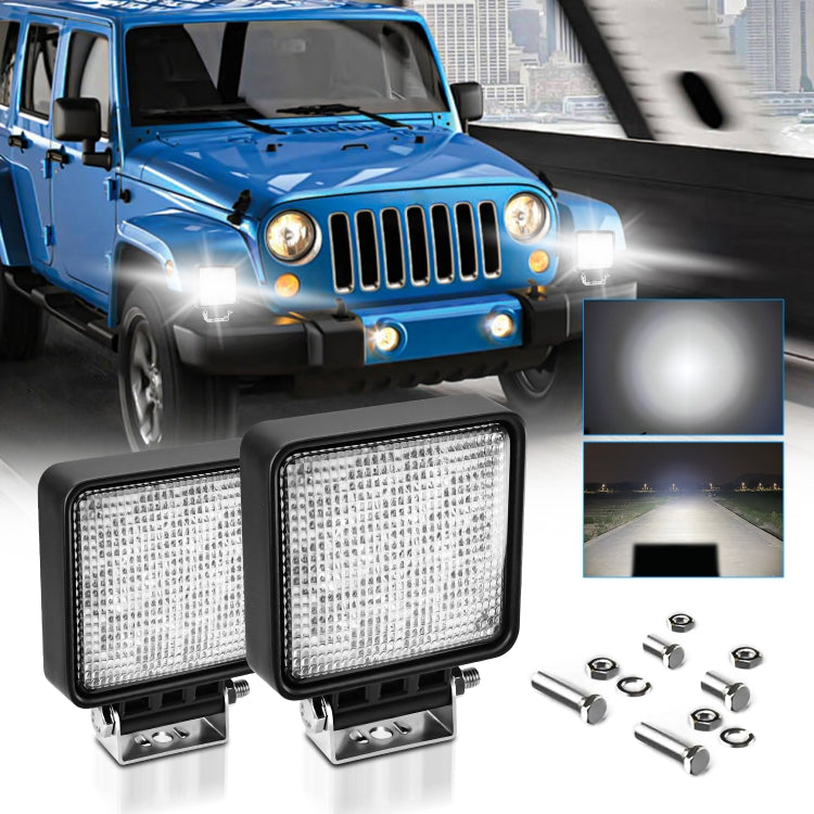 14W 9-30V 4 Inch Mixed Luminous Square Floodlight With Wire Set - X2