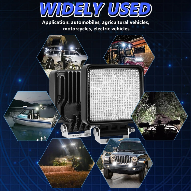 14W 9-30V 4 Inch Mixed Luminous Square Floodlight With Wire Set - X2
