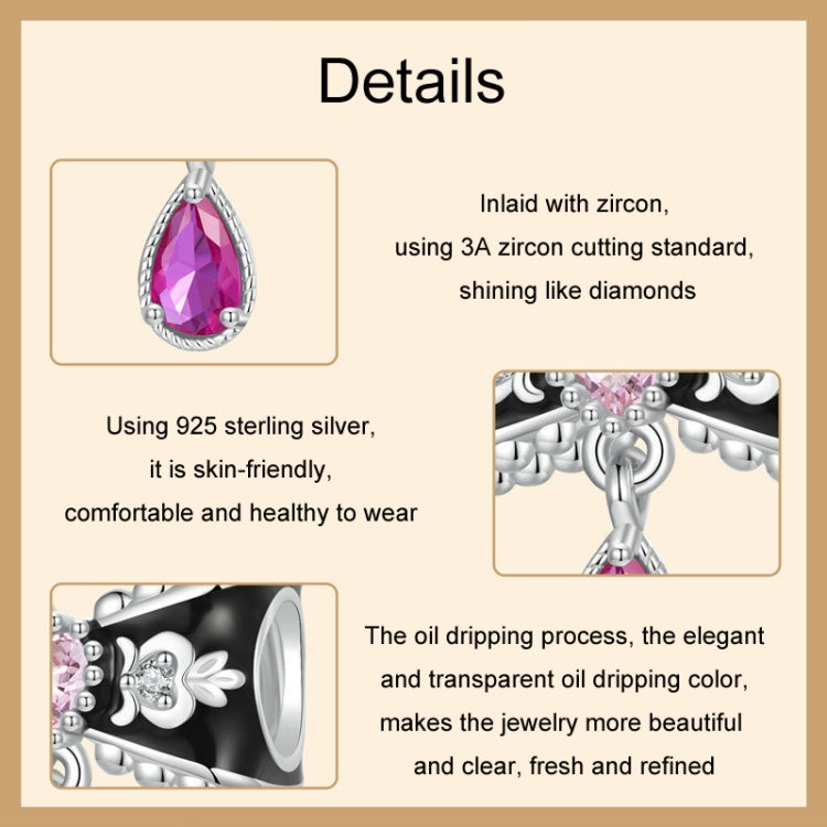 S925 Sterling Silver Platinum Plated Sweet Bow Tassel DIY Beads - BSC1055