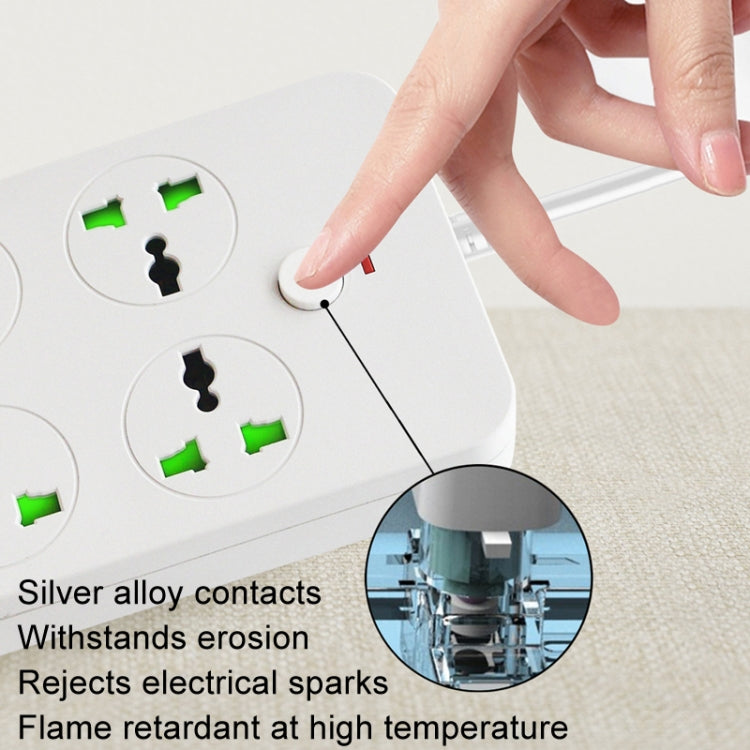Thunderproof Overload Protection 4USB+2PD+6 Holes Socket, Color: Black UK Plug