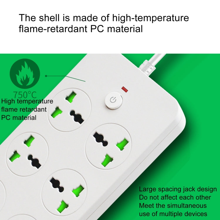 Thunderproof Overload Protection 4USB+2PD+6 Holes Socket, Color: Black UK Plug