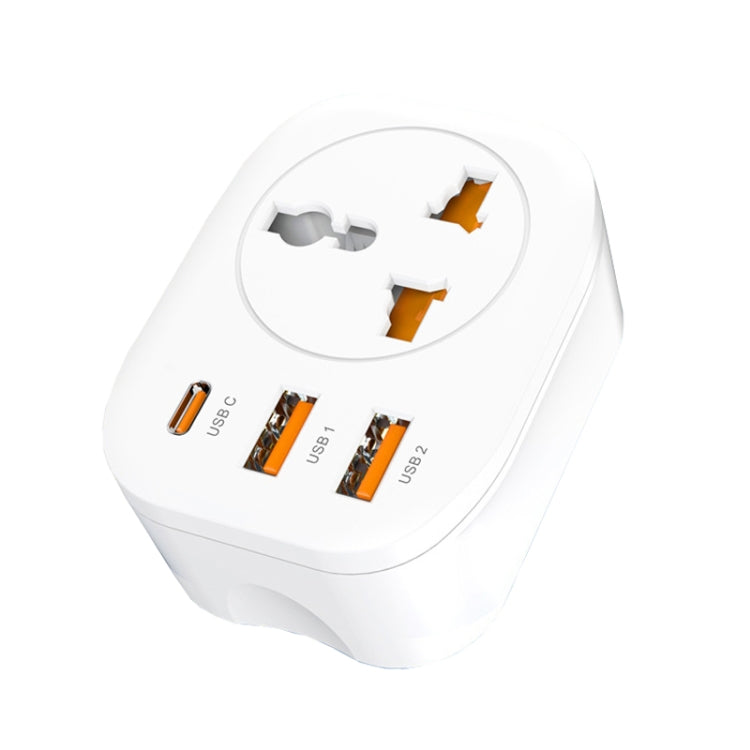 Universal Converter Plug 2USB+Type-C Smart Converter Socket EU Plug - White