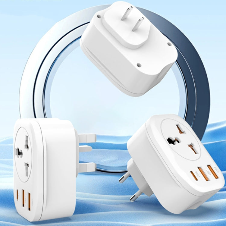 Universal Converter Plug 2USB+Type-C Smart Converter Socket US Plug - White