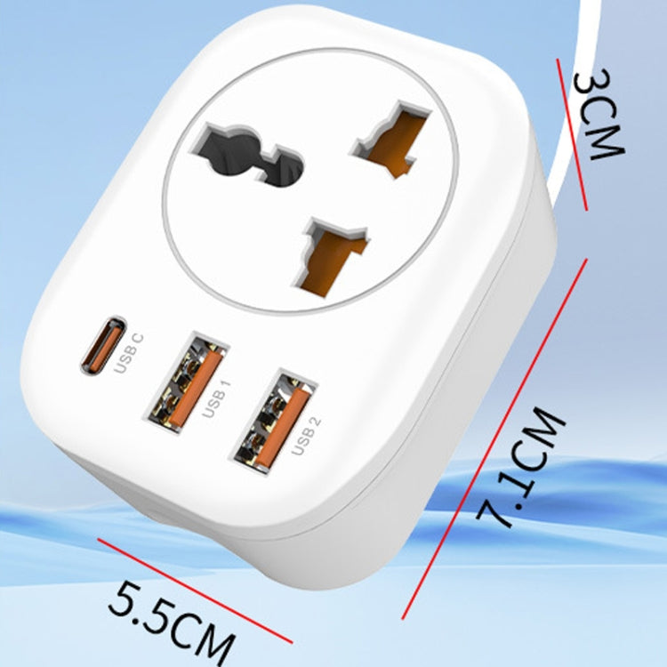 Universal Converter Plug 2USB+Type-C Smart Converter Socket UK Plug - White