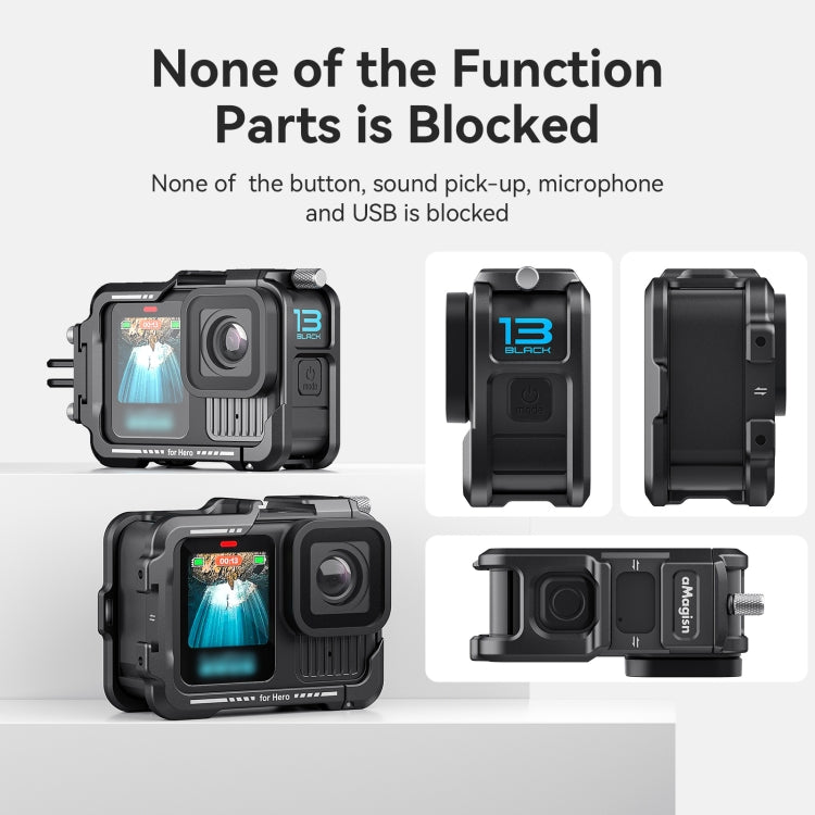 aMagisn Essential Ver Metal Rabbit Cage for GoPro HERO13 Black / HERO12 Black / HERO11 Black / HERO10 Black / HERO9 Black - Black