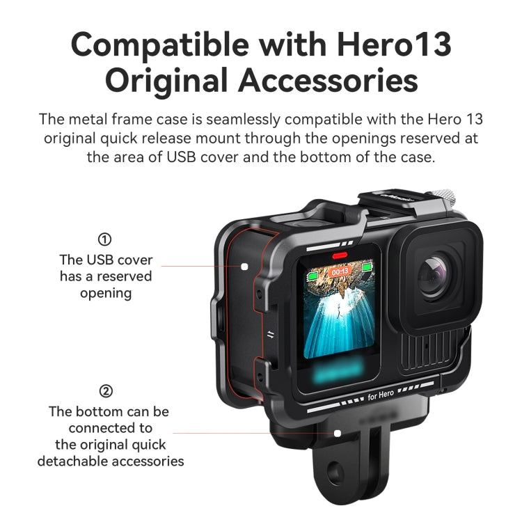 aMagisn Essential Ver Metal Rabbit Cage for GoPro HERO13 Black / HERO12 Black / HERO11 Black / HERO10 Black / HERO9 Black - Black