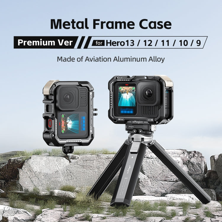 AMagisn Upgrade Ver Metal Rabbit Cage For GoPro HERO13 Black / HERO12 Black / HERO11 Black / HERO10 Black / HERO9 Black - Black