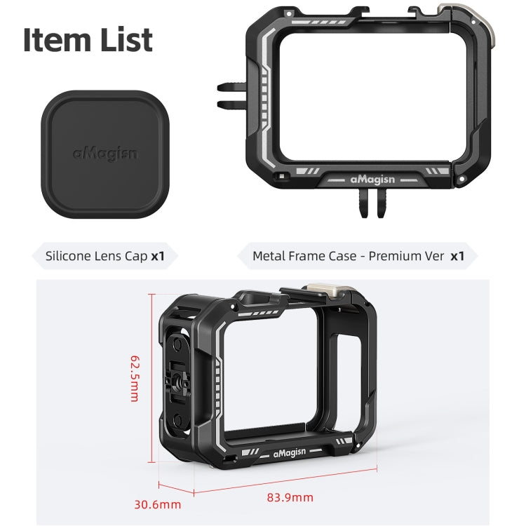 AMagisn Upgrade Ver Metal Rabbit Cage For GoPro HERO13 Black / HERO12 Black / HERO11 Black / HERO10 Black / HERO9 Black - Black