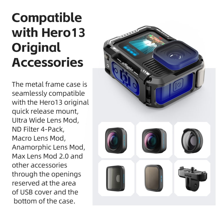 AMagisn Upgrade Ver Metal Rabbit Cage For GoPro HERO13 Black / HERO12 Black / HERO11 Black / HERO10 Black / HERO9 Black - Black